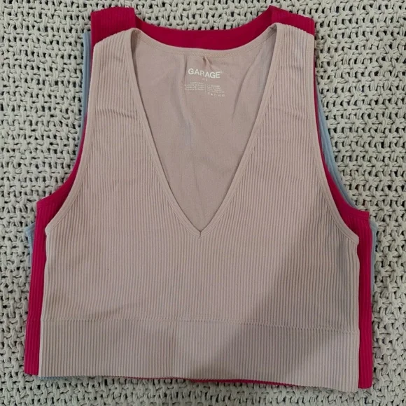 Garage V-Neck Ribbed Tank Tops - Multicolor Set - Picture 4 of 7
